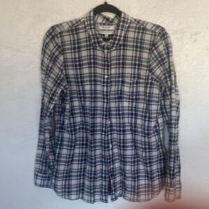 Madewell Women’s Button Up Slim Blue Black Ivory Size L